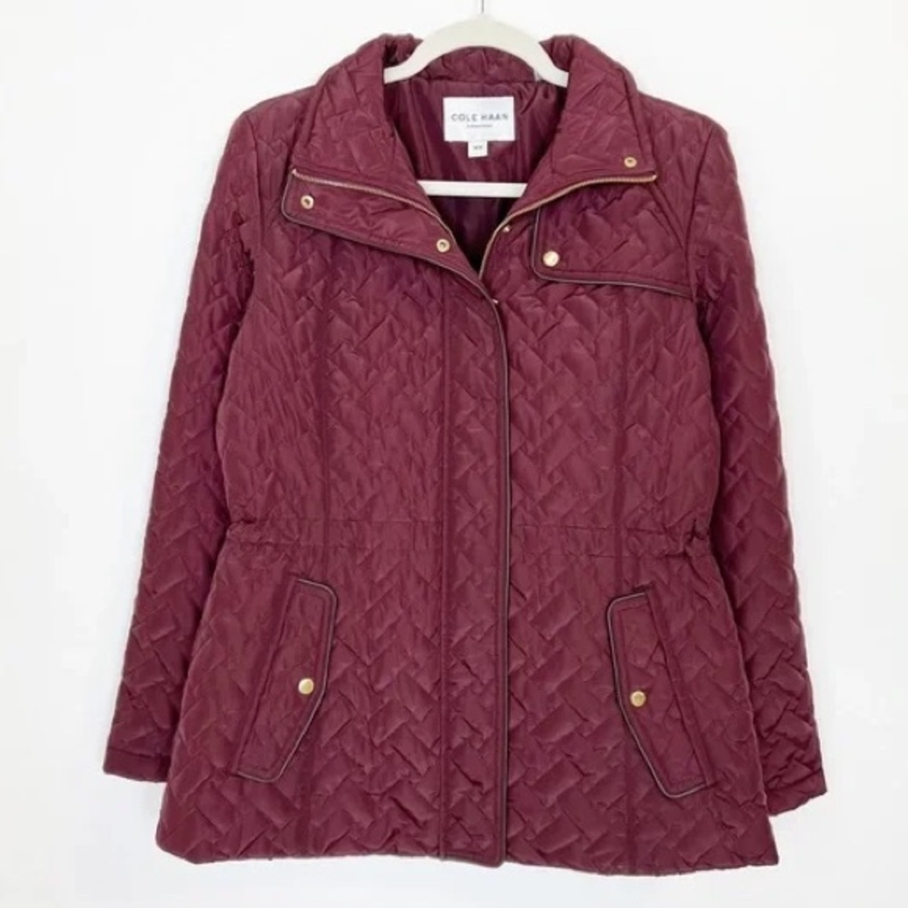 NWOT Cole Haan Size S/P Signature Quilted Jacket w/ Gun Flap, Full Zip